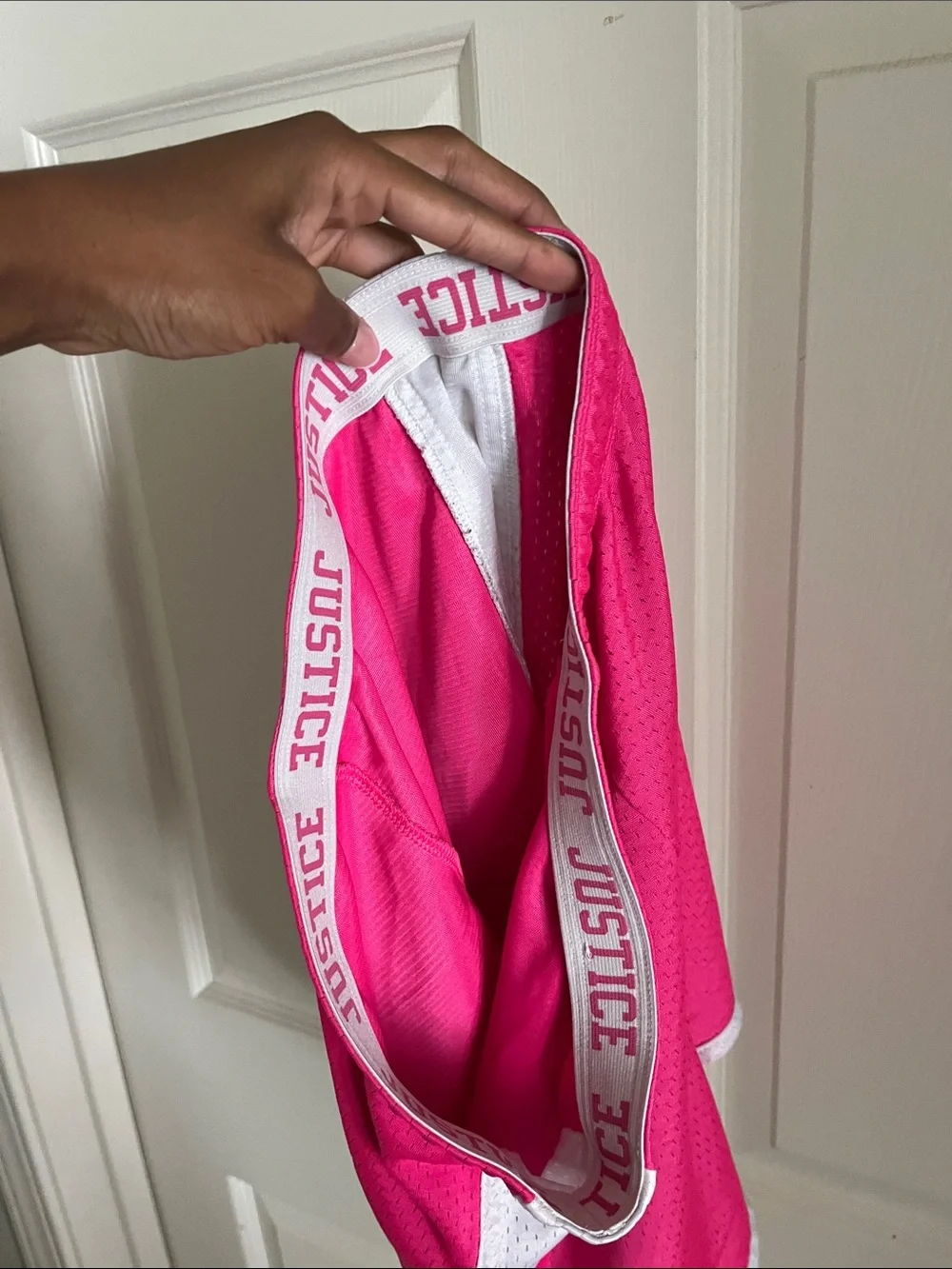 Women's Hot Pink Athletic Mesh Shorts with White Trim